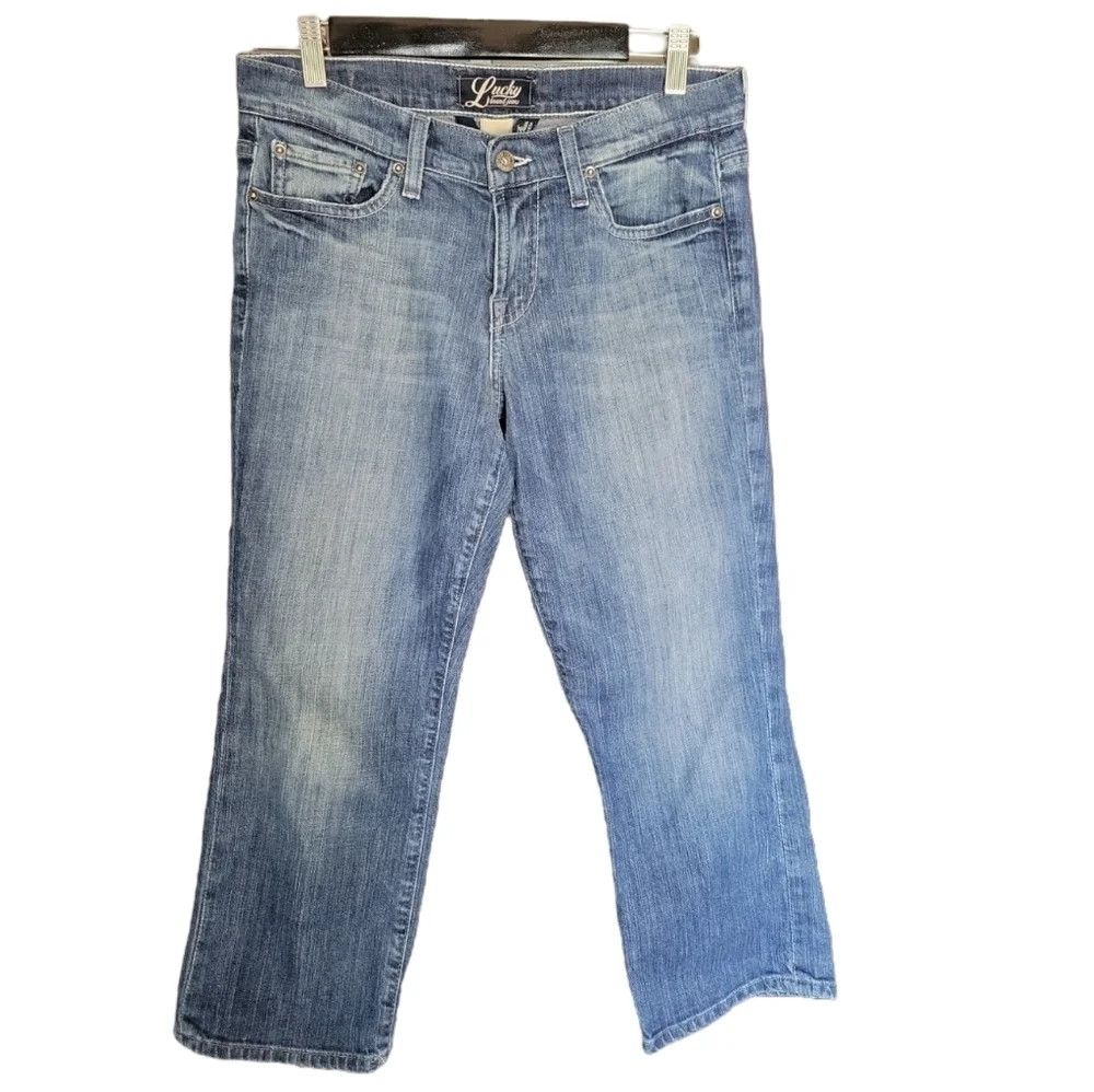 Lucky Brand Logan Classic Rider Crop Jeans 6/28 Y2K Light Wash Mid Rise Capri